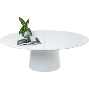 KARE DESIGN Extension Benvenuto ovalt spisebord - hvid højglans træ, m. butterflyplade (200(50)x110)