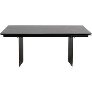 KARE DESIGN Novel spisebord, inkl. 2 tillægsplader - sort keramik stentøj og stål (180(40+40)x90)