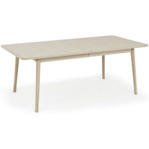 Nyborg spisebord, m. 2 tillægsplader - hvidolieret egetræsfinér og træ (100x200(300))
