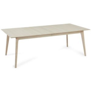 Porto spisebord, m. 2 tillægsplader - hvidolieret egetræsfinér og træ (105x220(320))