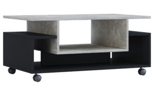 VCM NORDIC Nilda sofabord, m. 4 rum og hjul - beton grå og sort træ (95x51)