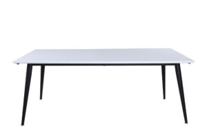 VENTURE DESIGN Jimmy spisebord, m. udtræk - hvid HPL og sort stål (195x90)