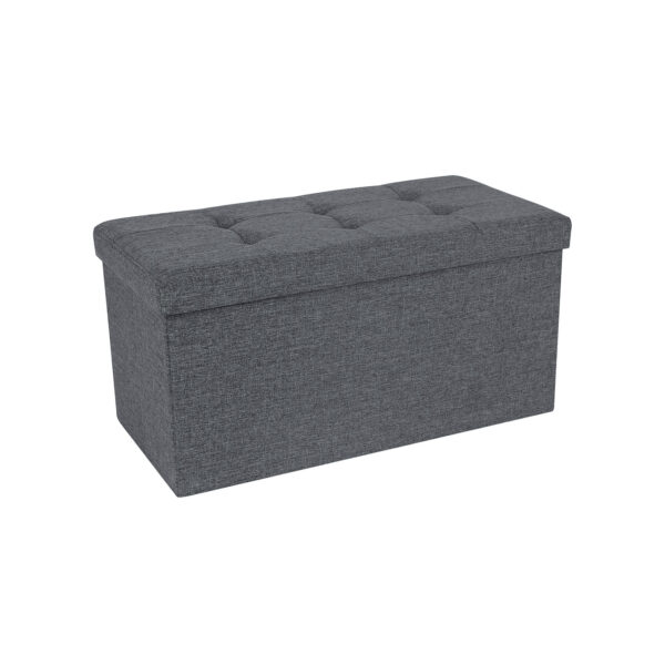 SONGMICS Linned Stof Folde Opbevaring Ottoman bænk Alsidig Pladsbesparende Mørkegrå 76 x 38 x 38 cm LSF47K