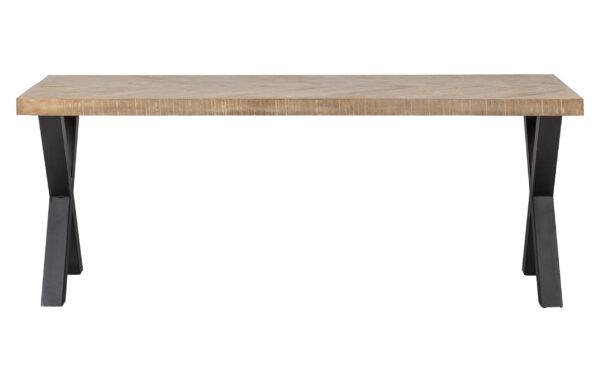 WOOOD Tablo sildebens spisebord, rektangulær - hvidvasket mangotræ og stål (200x90)