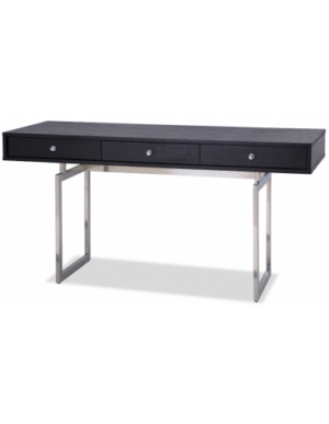 Hamilton skrivebord i stål og asktræsfinér 150 x 55 cm - Sort/Poleret stål