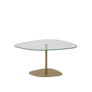 NORDVÄRK Soho sofabord, organisk - klar glas og guld metal (85x67)