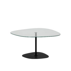 NORDVÄRK Soho sofabord, organisk - klar glas og sort metal (85x67)