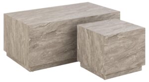 ACT NORDIC Dice sofabord, rektangulær/kvadratisk - grå papir med River marmormønster (sæt af 2)
