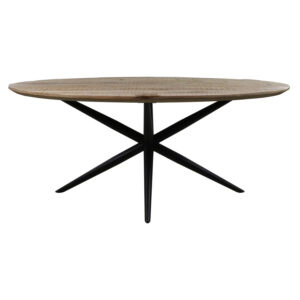 HSM COLLECTION Bern spisebord, oval - natur mangotræ og sort jern (180x100)