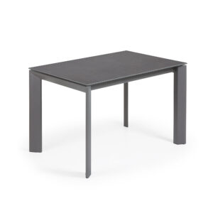 LAFORMA Axis spisebord, m. butterflybordplade - grå porcelæn og mørkegrå stål (120(180)x80)