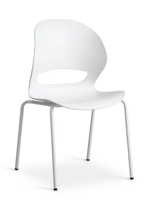 Linea spisebordsstol - hvid PVC og hvid metal
