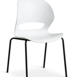 Linea spisebordsstol - hvid PVC og sort metal