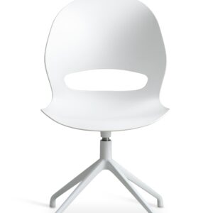 Linea spisebordsstol, m. drejefunktion - hvid PVC og hvid metal