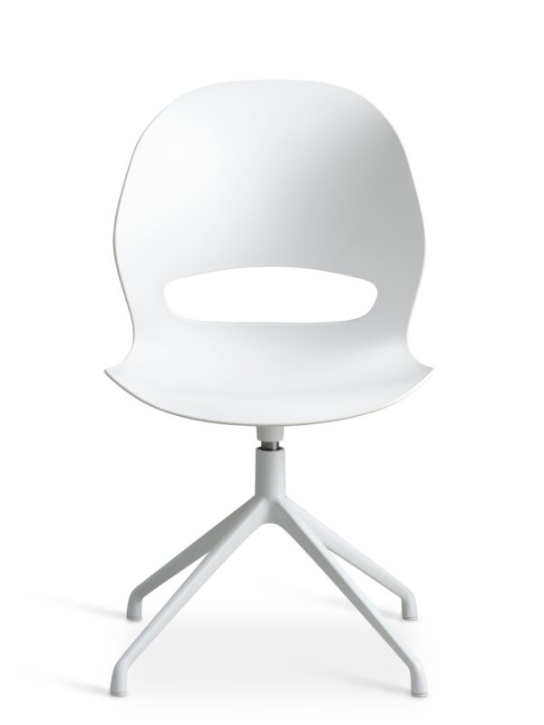 Linea spisebordsstol, m. drejefunktion - hvid PVC og hvid metal