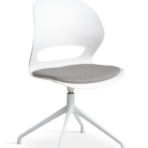 Linea spisebordsstol, m. drejefunktion og grå stofhynde - hvid PVC og hvid metal