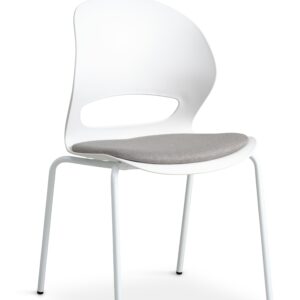 Linea spisebordsstol, m. grå stofhynde - hvid PVC og hvid metal