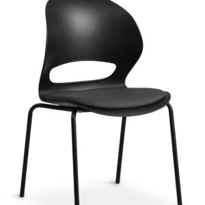 Linea spisebordsstol, m. sort stofhynde - sort PVC og sort metal