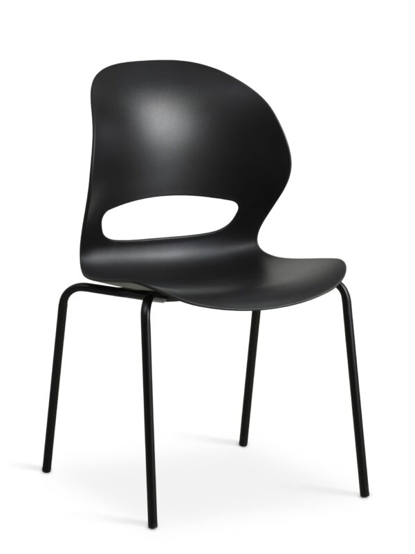 Linea spisebordsstol - sort PVC og sort metal