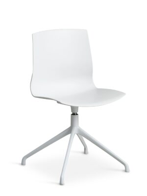 Liv spisebordsstol, m. drejefunktion - hvid PVC og hvid metal