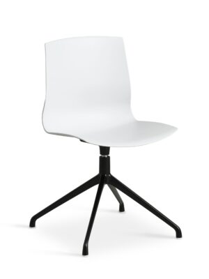 Liv spisebordsstol, m. drejefunktion - hvid PVC og sort metal