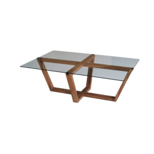 NORDVÄRK Amalfi sofabord, rektangulær - glas og valnøddefarvet melamin (105x65)