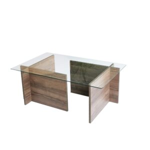 NORDVÄRK Escape sofabord, rektangulær - glas og valnøddefarvet melamin (105x65)