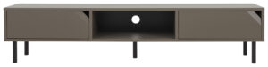 TENZO Corner TV-bord, m. 1 rum og 2 skuffer - mørk taupe MDF/spånplader og sort metal