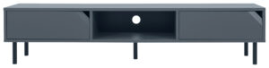 TENZO Corner TV-bord, m. 1 rum og 2 skuffer - søblå MDF/spånplader og sort metal