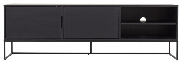 TENZO Lipp TV-bord, m. 2 låger og 3 hylder - sort askefinér og metal (176x40)