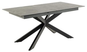ACT NORDIC Irwine spisebord, m. 1 tillægsplade - sort keramik|glas og sort stål (168/210x90)