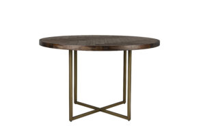 DUTCHBONE Klasse spisebord, sildeben, rund - brun akacietræ og guld stål (Ø120)