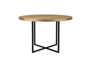 DUTCHBONE Klasse spisebord, sildeben, rund - natur egetræ og sort stål (Ø120)