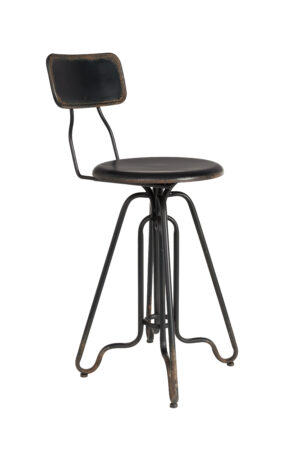 DUTCHBONE Ovid barstol, m. ryglæn - sort aluminium og jern
