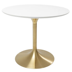 KARE DESIGN Invitation Set White Brass spisebord, rund - hvid MDF og messing stål (Ø90)