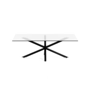 LAFORMA rektangulær Argon sofabord - klar glas og sort stål (130x70)