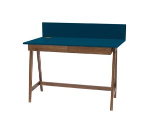 LUKA Skrivebord 110x50cm med Skuffe Eg / Petrol Blå