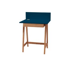 LUKA Skrivebord 65x50cm med Skuffe Eg / Petrol Blå