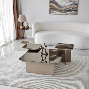 NORDVÄRK Jazz sofabord - beige bronze melamin (sæt med 3)