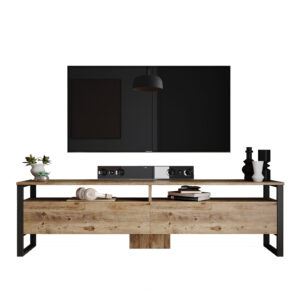 NORDVÄRK ML19 TV-bord, m. låge og 2 hylder - Atlantic Pine melamin og plast (180x35,5)