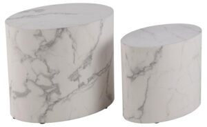 ACT NORDIC Mice sofabord, oval - hvid Carrara papir med marmormønster (sæt af 2)