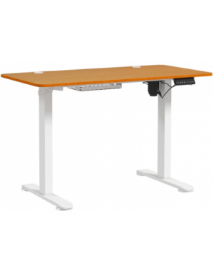 Hæve-/Sænke skrivebord i aluminium og møbelplade 120 x 60 cm - Hvid/Natur